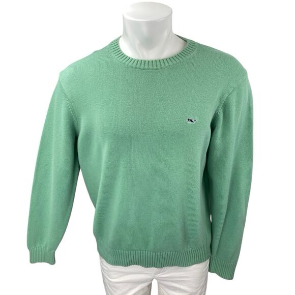 Vineyard Vines Green Cotton Knit Crewneck Long Sleeve Pullover Sweater Top Sz L - Picture 1 of 3
